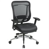 Office Star 818A High Back Chair w/ Leather Seat in Black/Gunmetal