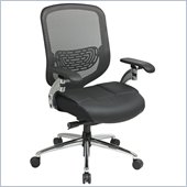 Office Star 829 Charcoal Leather Seat Mesh Chair in Black/Gunmetal