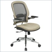 Office Star 335 Charcoal Mesh Back w/ Taupe Leather Seat & Trim