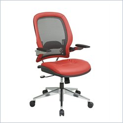 Office Star 335 Charcoal Mesh Back w/ Crimson Red Leather Seat & Trim