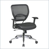 Office Star 58 Air Grid Back Task Chair w/ Leather Seat in Black