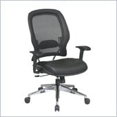 Office Star 335 Air Grid Back Managers Chair w/ Leather Seat in Black