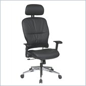 Office Star 32 Black Leather Managers Chair w/ Adjustable Headrest