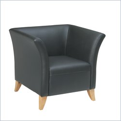 OSP Lounge Seating Black Leather Club Chair w/ Maple Finish