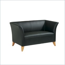 OSP Lounge Seating Black Leather Love Seat w/ Maple Finish