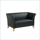 OSP Lounge Seating Black Leather Love Seat w/ Maple Finish
