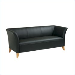 OSP Lounge Seating Star SPACE Black Leather Sofa w/ Maple Finish