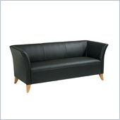 OSP Lounge Seating Star SPACE Black Leather Sofa w/ Maple Finish