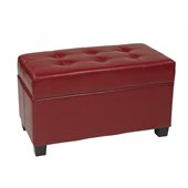 Office Star Metro Storage Bench Ottoman in Crimson Red Faux Leather