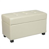 Office Star Metro Storage Bench Ottoman in Cream Faux Leather
