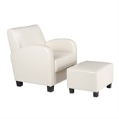 Office Star Metro Chair with Ottoman in Cream Faux Leather