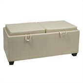 Office Star Metro Storage Bench Ottoman with Trays in Cream