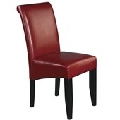 Office Star Metro Parsons Dining Chair in Crimson Red Bonded Leather