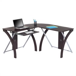 Office Star X-Text L-Shaped Computer Desk in Espresso