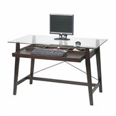 Office Star Tribeca Computer Desk in Glass Top and Espresso Base