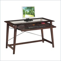 Office Star Fenton Computer Desk in Espresso w/ Glass Top