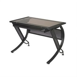 Office Star Horizon Desk w/ Keyboard in Black / Bronze Glass