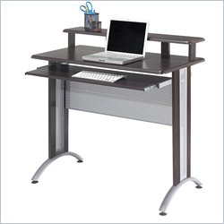 Office Star Fusion Computer Desk in Espresso with Silver metal accents