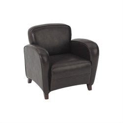 Office Star Mocha Eco Leather Club Chair with Cherry Finish Legs