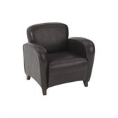 Office Star Mocha Eco Leather Club Chair with Cherry Finish Legs