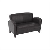 Office Star Mocha Eco Leather Love Seat with Cherry Finish Legs
