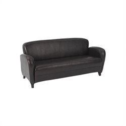 Office Star Mocha Eco Leather Sofa with Cherry Finish Legs