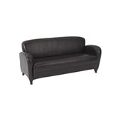 Office Star Mocha Eco Leather Sofa with Cherry Finish Legs