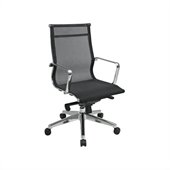Office Star Deluxe Mesh Mid Back Chair with Polished Aluminum