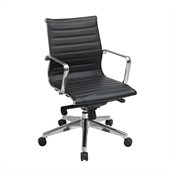 Office Star Deluxe Black Eco Leather Mid Back Chair