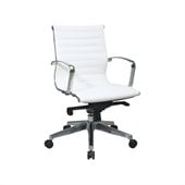 Office Star Deluxe White  Eco Leather Back and Seat Mid Back Chair