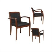 Office Star Wood Guest Chair in Mahogany/Black (Set of 2)