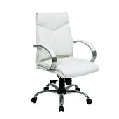 Office Star Deluxe Mid Back White Leather Executive Chair