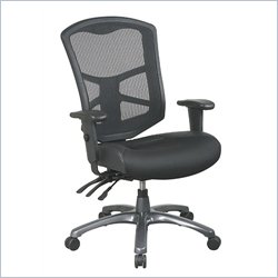 Office Star ProGrid Back Chai with Leather and Mesh Seat in Titanium