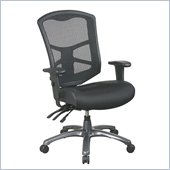 Office Star ProGrid Back Chai with Leather and Mesh Seat in Titanium