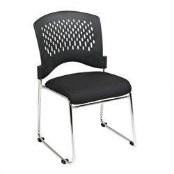 Office Star Sled Base Visitors Chair with Plastic Back and SpringFlex Fabric Seat in Black (Set of 4)