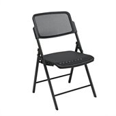 Office Star Deluxe Folding Chair With ProGrid Back in Black (Set of 2)