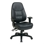 Office Star Deluxe High Ratchet Back Eco Leather Chair in Black