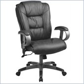 Office Star Executive Leather Chair in Black with Pewter