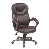 Office Star Executive Espresso Eco Leather Chair with Padded Arms