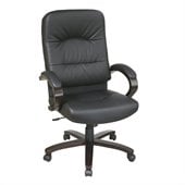 Office Star Eco Leather High Back Chair with Espresso Finish Wood Base