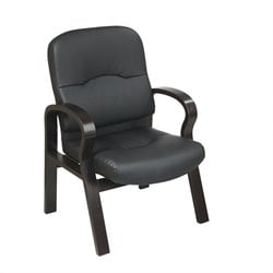 Office Star Eco Leather Visitors Chair with Espresso Wood Base