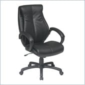 Office Star Deluxe High Back Executive Coated Black Leather Chair