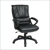 Office Star High Back Leather Chair with Pillow Top in Black