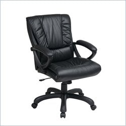 Office Star Mid Back Leather Chair in Black