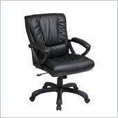 Office Star Mid Back Leather Chair in Black