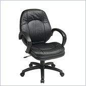 Office Star Deluxe Black Faux Leather Managers Chair with Padded Arms