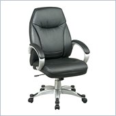 Office Star Deluxe Executive Faux Leather High Back Chair in Black