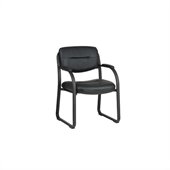 Office Star Deluxe FauxLeather Visitors Chair with Sled Base in Black