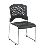 Office Star Sled Base Stack Chair with Plastic Seat and Back(Set of 2)