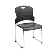 Office Star Sled Base Stack Chair with in Black (Set of 2)